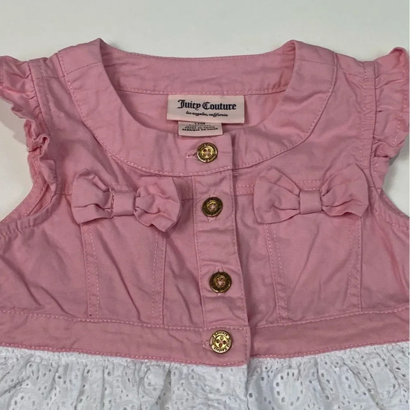 Juicy Couture toddler girls pink and white eyelet  dress size 12M - Picture 2 of 5